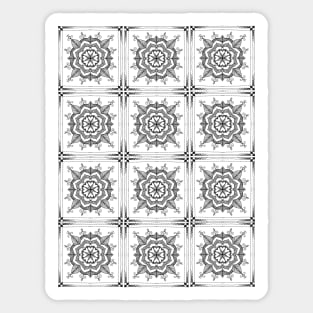 Black and white heart quilt repeat pattern Sticker